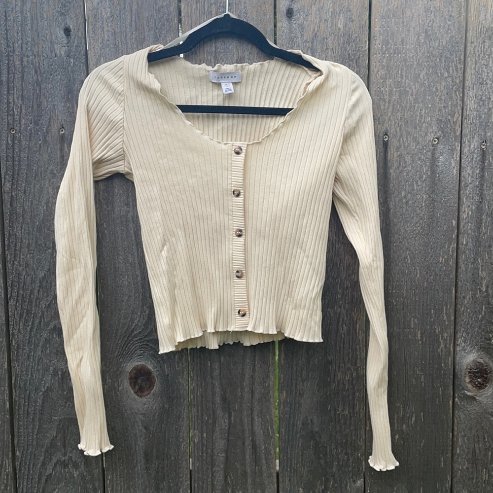 NWOT Topshop Ribbed Button-front Top